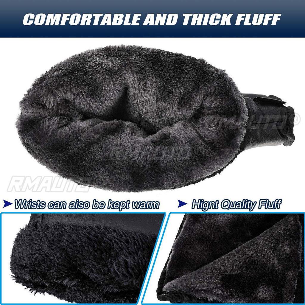 1 Pair PU Motorcycle Handlebar Hand Muffs Waterproof Winter Thickened Warm Handlebar Gloves Riding Gloves for Scooter Motorbike