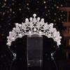 Silver Rhinestone Tiara Gold Pearl Tiaras Temperament Bride Crown  Princess