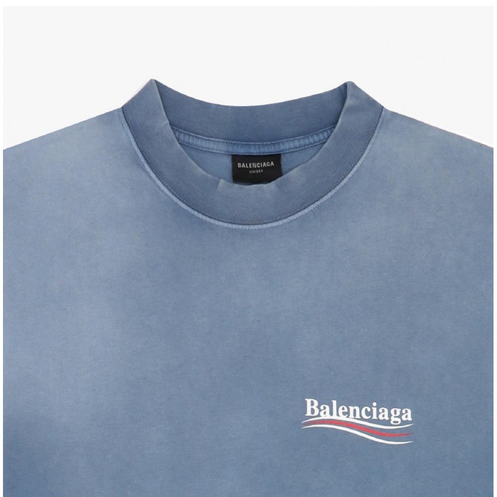 Balenciaga 764235 Tiv52 9798 Politické popraskání Umělecké dílo Pánské tričko s krátkým rukávem