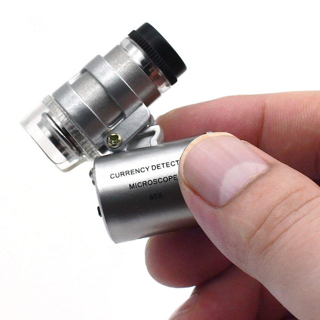 60x Juwelierlupe mit LED UV-Licht Taschenlupe Juwelierlupe Einstellbarer Fokus Mini-Mikroskop für Edelsteine Münzen