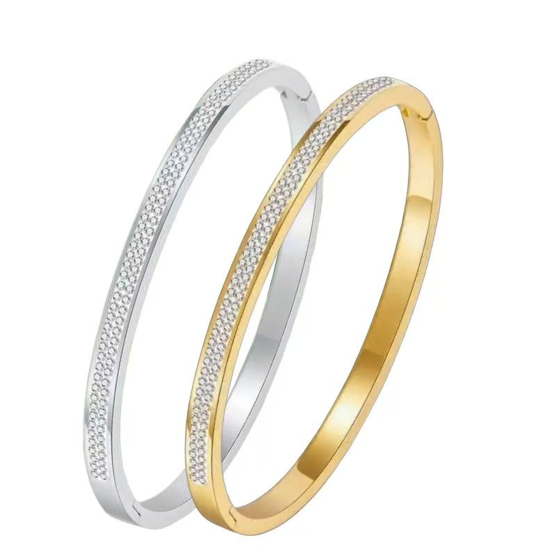18K Gold Plated Stainless Steel Bracelet with Zirconia for Women