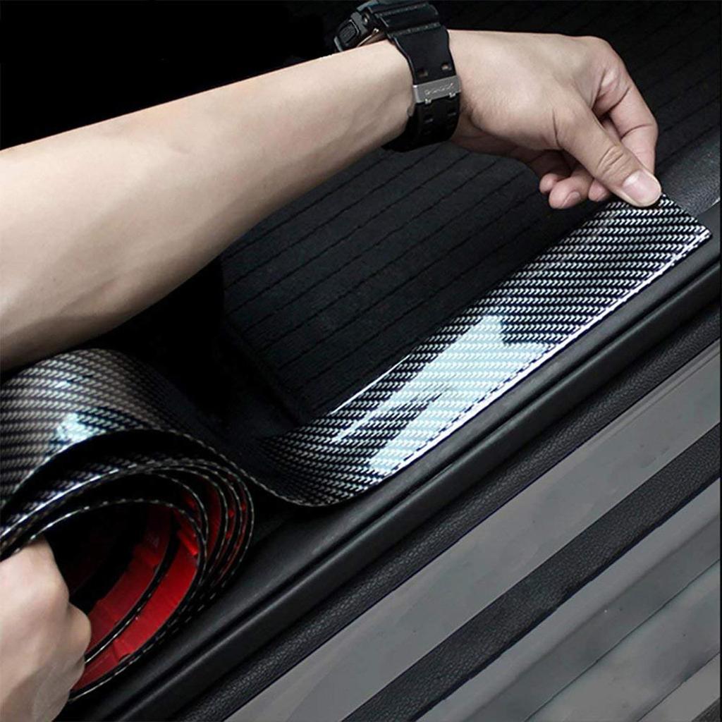 Carbon Fiber Car Bumper Sill Protector Plate Rubber Cover Guard Pad Moulding