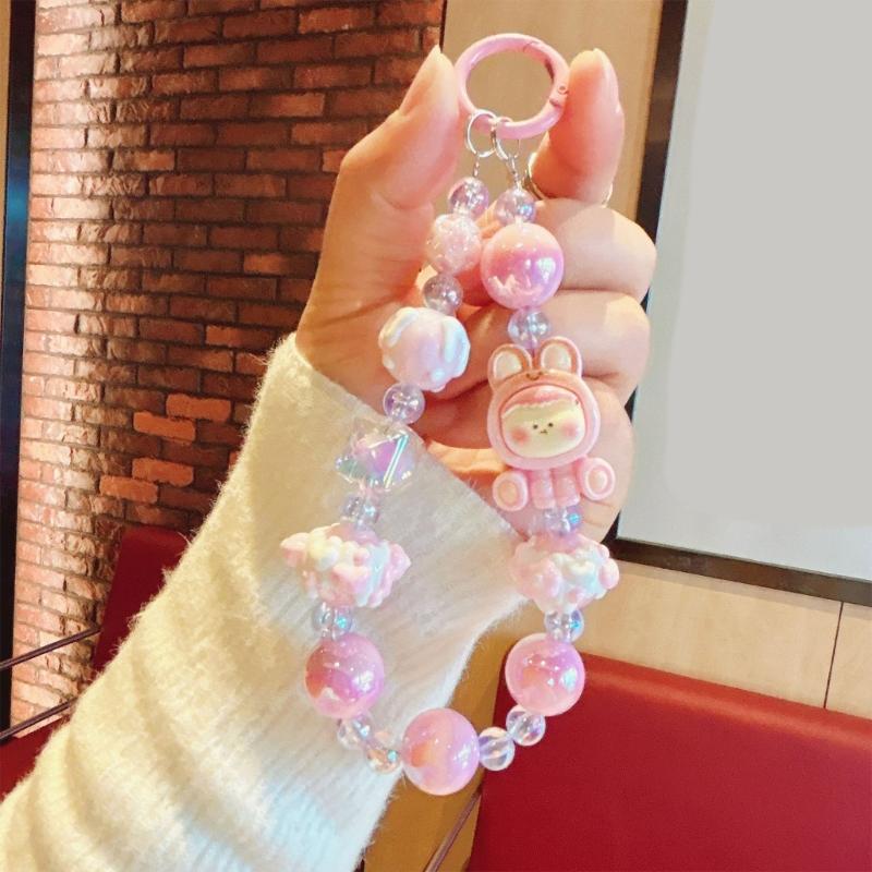 Beaded Phone Bracelet Strap,Phone Beaded Wrist Strap Phone Bracelet Lanyard for Women Phone Keychains Charm