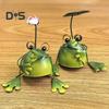 Statuie de grădina broaște, ornament de broască de fier lucrat manual, figurină de broască de colecție pentru curte, balcon, decor interior, birou de birou
