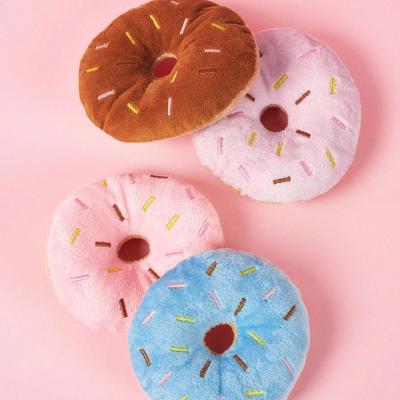 1pc Realistic Donut Shaped Squeaky Plush Dog Toy – Soft Sound Emitting Chewable Pet Toy, Interactive Boredom Relief for Puppies and Small Dogs