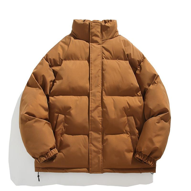 2023 new minimalist style solid color stand-up neck cotton-padded clothes for men's winter new Korean version trendy loose warm cotton clothes casual