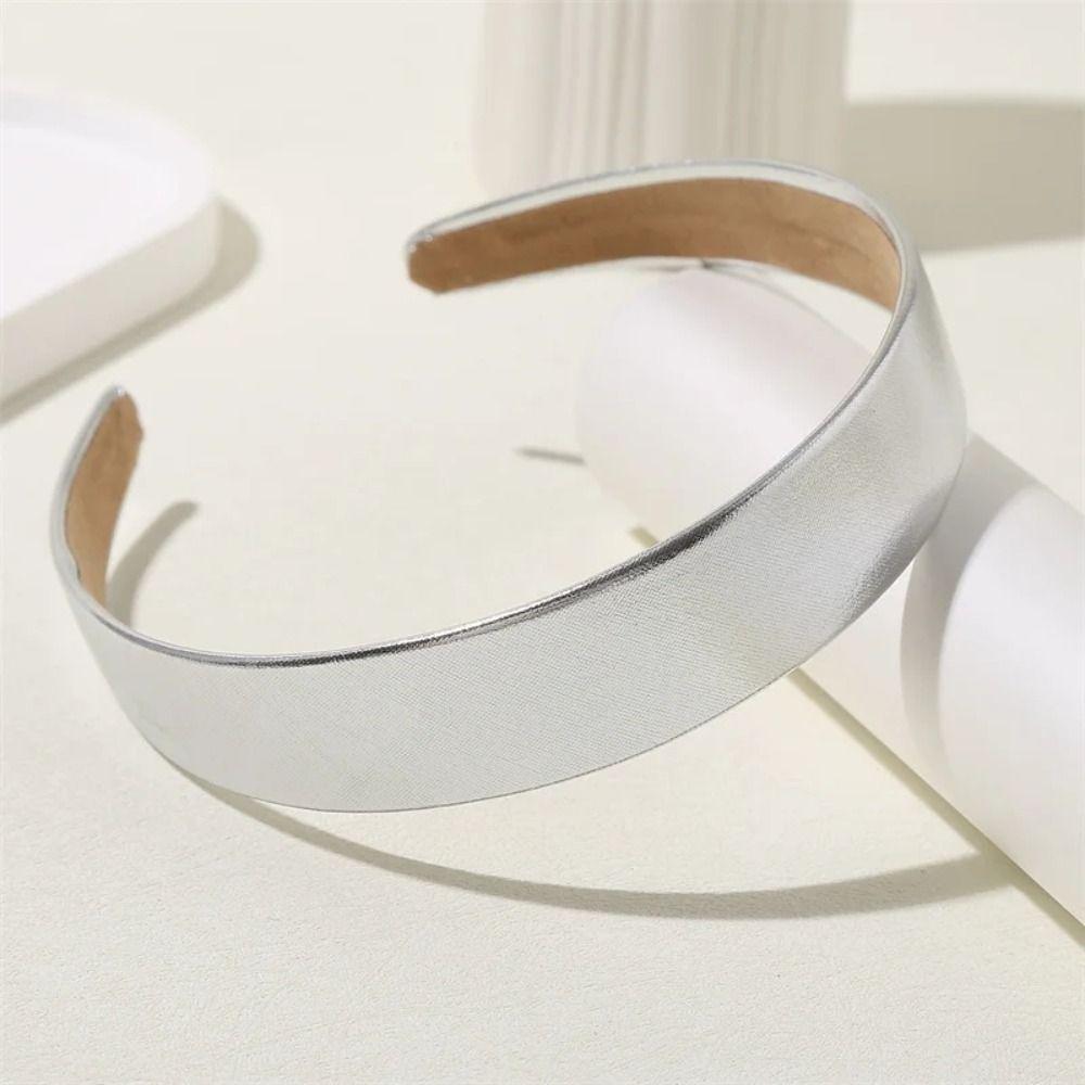 Glossy Leather Headband 3CM Width Simple Headwear Fashionable Face Wash Headband  Party Look
