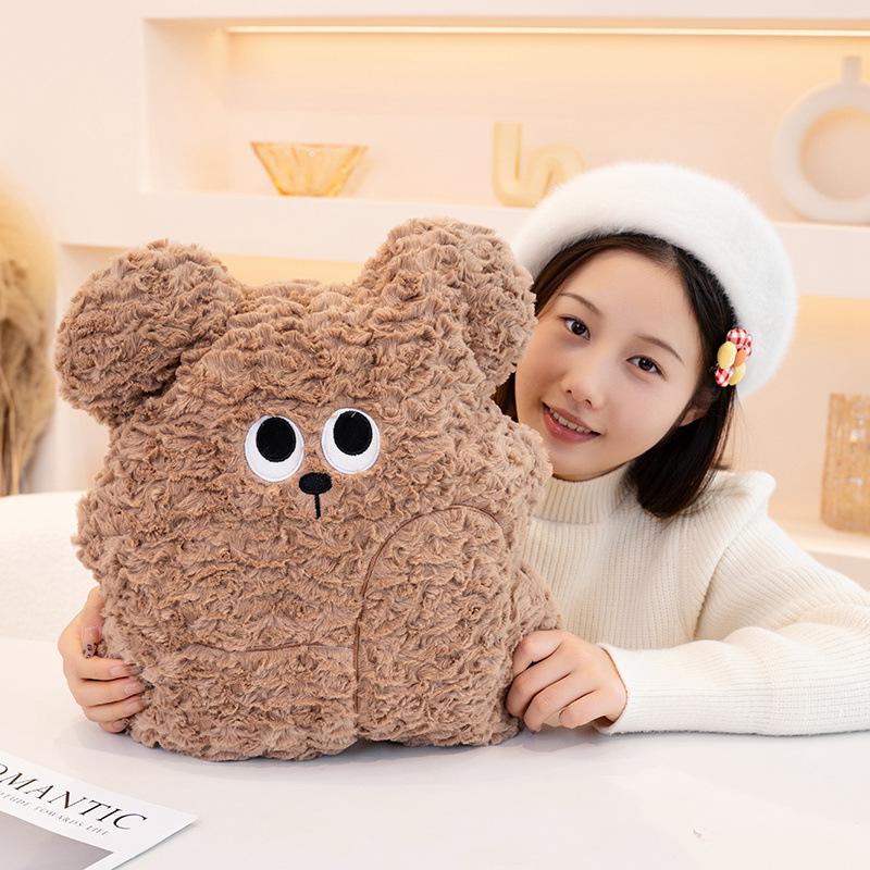 Soft and Cute Big-eyed Dog Plush Toys on The Bedside Home with Pillow and Brown Bear Sleeping Pillow and Office Waist with Girl Birthday Gift