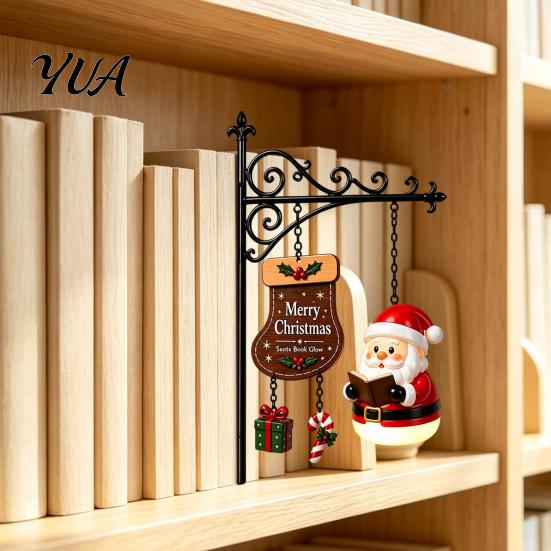 Book Nook Shelf Decor Christmas Bookshelf Hanging Light, Snowman Lamp, Metal Decorations for Readers Floating Library Lantern Decor, Holiday Ornament