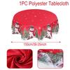 Round Table Cover for Christmas 2026 Decoration, Polyester Xmas Tablecloth for Home Dining, Merry Christmas Gift Navidad New Year 2027