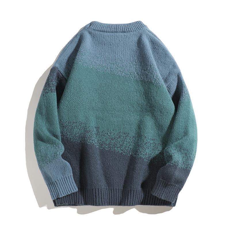 2025 Men s Autumn/Winter American Retro Loose Knit Sweater L синий
