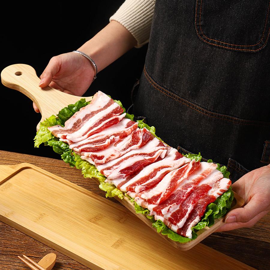 Wooden Serving Board With Handle for Kitchen Long Wooden Plate Fat Beef and Lamb Roll Tray Serving Plates Appetizer Wood Plates
