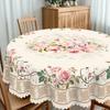 1 Piece Floral Round Tablecloth, 5 Sizes Available, Retro Floral Pattern Printed Tablecloth, Edge Embossing Process, Spring Garden Tablecloth Decorati