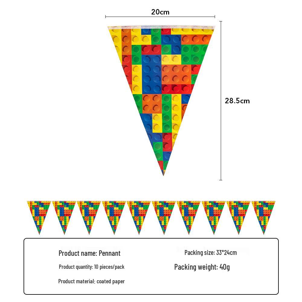 Building Blocks Birthday Party Set: Children's Game Blocks & Disposable Tableware