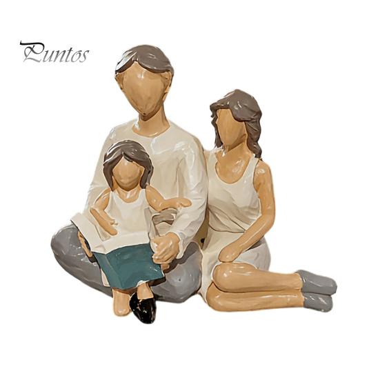 Warm Family Reading Decor Figurine Resin Statue, Abstract Faceless Parent Child Sculpture, Hand-Painted Minimalist Thoughtful Christmas Gift