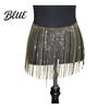 Shimmering Rhinestone Hip Belt Tassel Waist Chain for Women Sparkly Sexy Belly Dance Body Skirt-Style Skirt Festival Outfits Accessory Elastic Stage