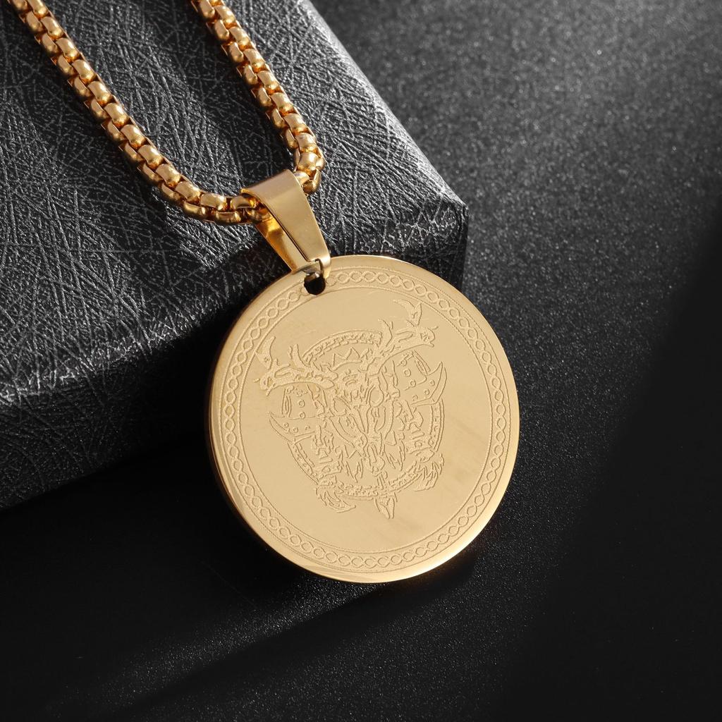 European and American Popular Sheep Head Hang Nordic Mythology Stainless Steel Simple Trendy Personalized Geometric Necklace