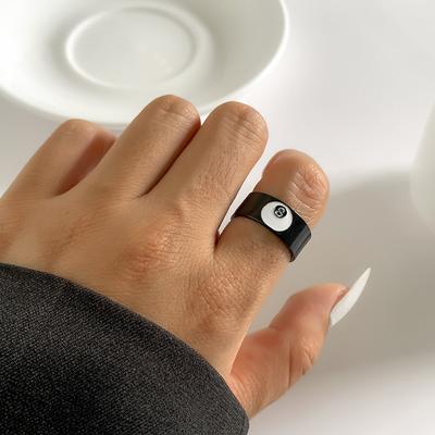 Nische Billard süß cool digitaler Ring weiblich, einfacher 8-Zeichen Malerei Ölring geometrischer Schmuck