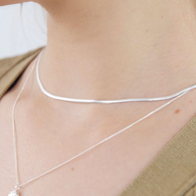 

NUOY (925 Silver) Simple Silver Snake Necklace NONE