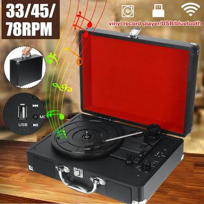 Musik-Player, tragbarer Plattenspieler mit Lautsprechern, Vintage-Phonograph, Plattenspieler, Stereo-Sound-Plattenspieler, 33/45/78 U/min