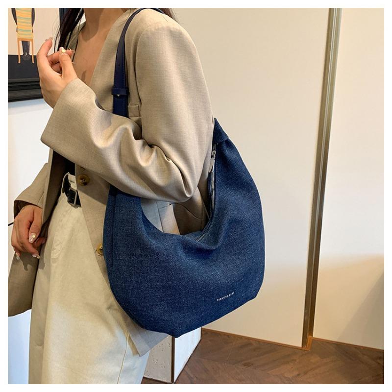 

Hundred Niche Design Denim Underarm Bag Women 2025 Simple Casual Shoulder Bag