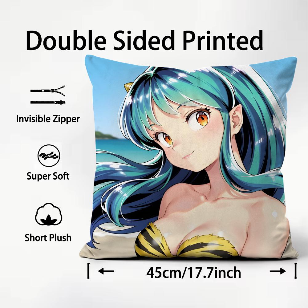 Game Urusei Yatsura Anime Cushion Cover Pattern Printed Pillowcase For Living Room Sofa Cushion Cover & Bedroom Decor