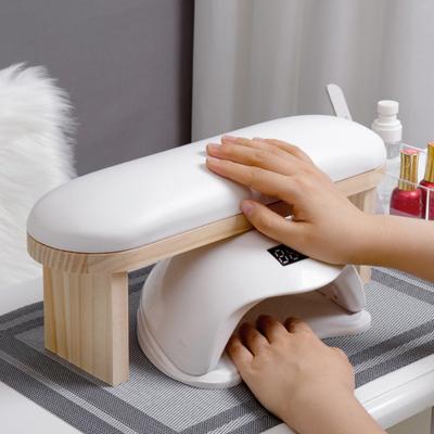 Yousheng Nail Art Hand Rest Wood Stand Soft Sponge Filling Solid Color Faux Leather Wrist Support Professional Manicure Stand Palm Arm Support Pillow