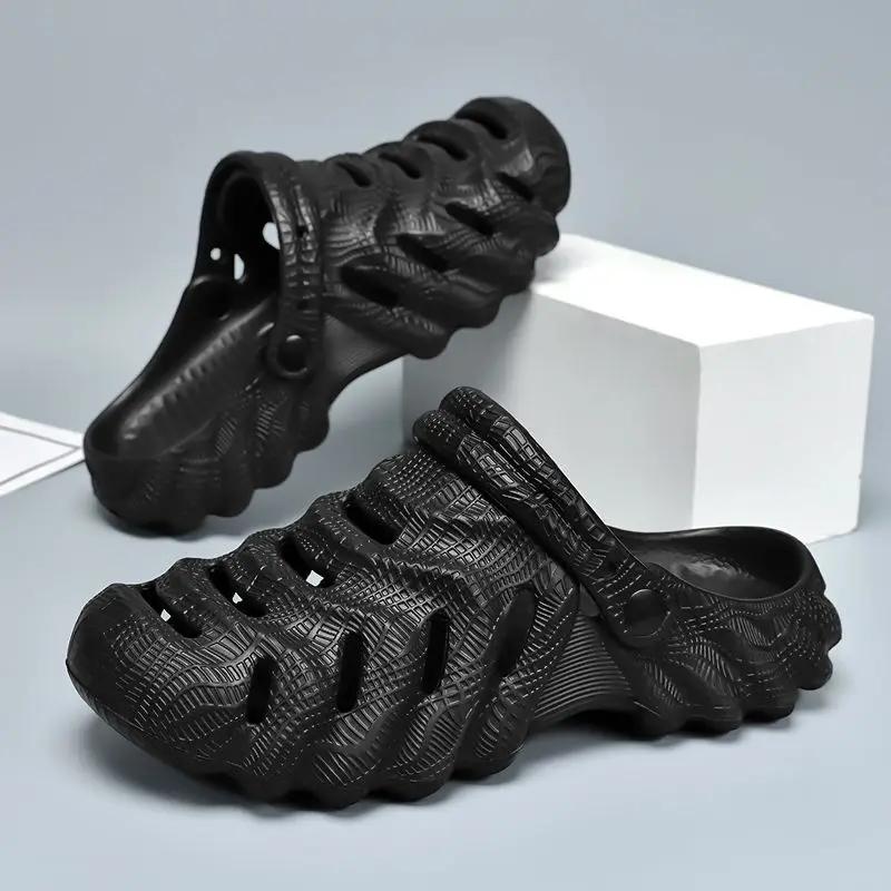 

Модные шлепанцы с дырками для мужчин, для рыбалки и ходьбы по воде, пляжные шлепанцы, низкая цена, тренд 2025, элегантные дизайнерские люксовые летние распродажи, мужская обувь 45