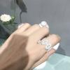 ANENJERY Hollow Lace Flower Open Rings for Women Trendy Creative Design Adjustable Ring Party Jewelry Accessory