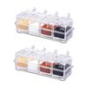 4 Pieces Kitchen Clear Seasoning Box Storage Container Condiment Jars Acrylic Seasoning Box with Cover and Spoon