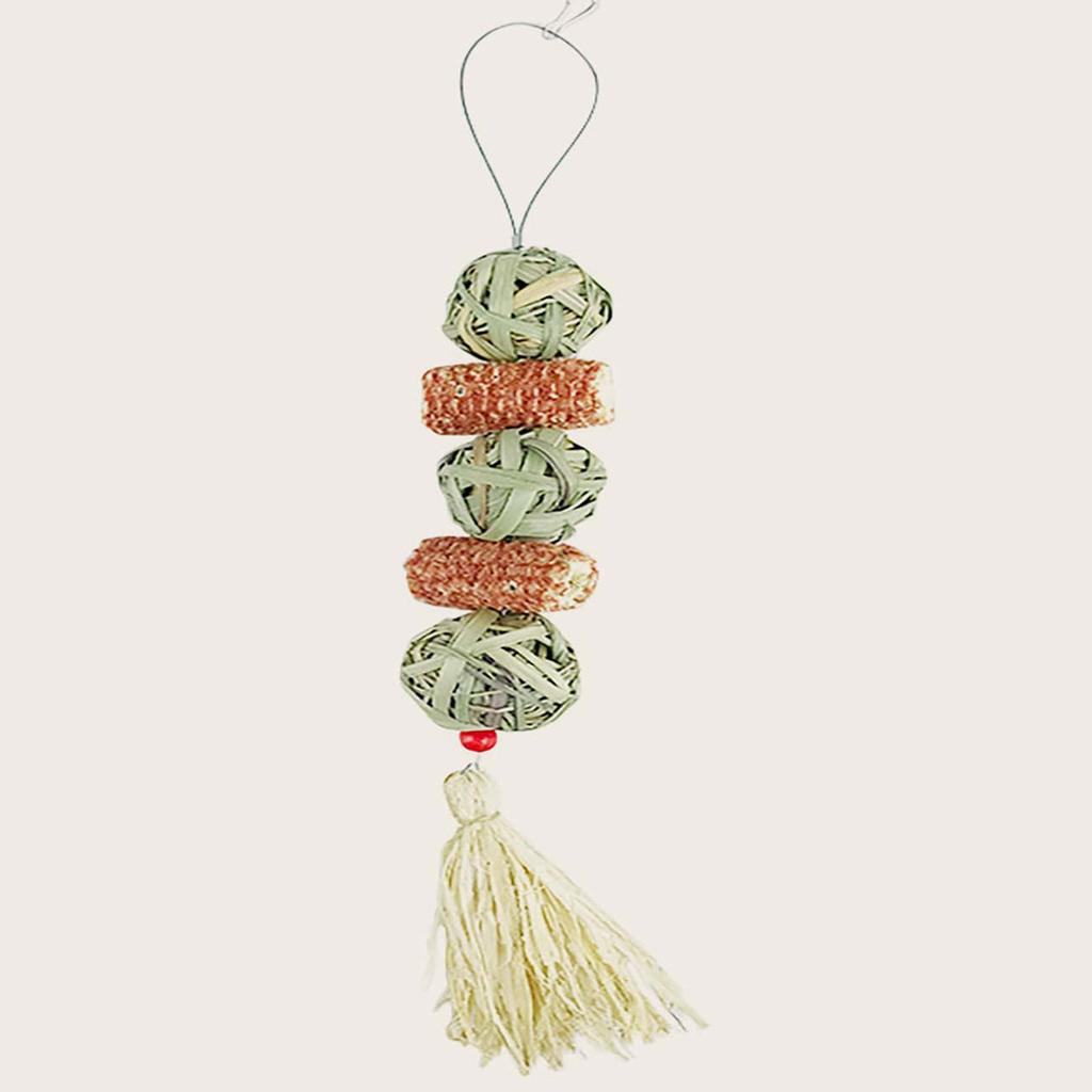 Natural Aquatic Grass Ball Small Animal Chew Toy for Rabbits Hamsters Chinchillas Corn Ear Molar Chew Toy for Pet Teeth Grinding