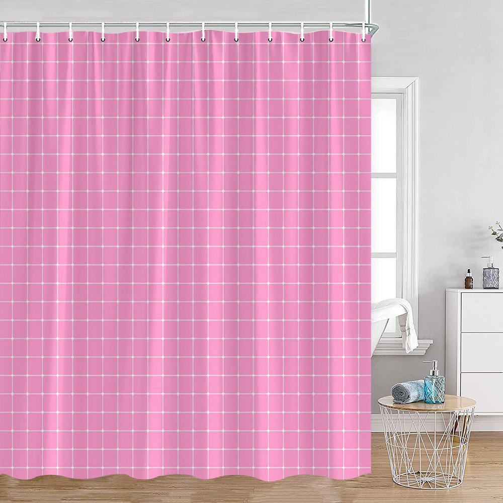 Simple Checkerboard Shower Curtains Colorful Abstract Gingham Pattern Check Checkered Modern Nordic Bathroom Curtains Decor