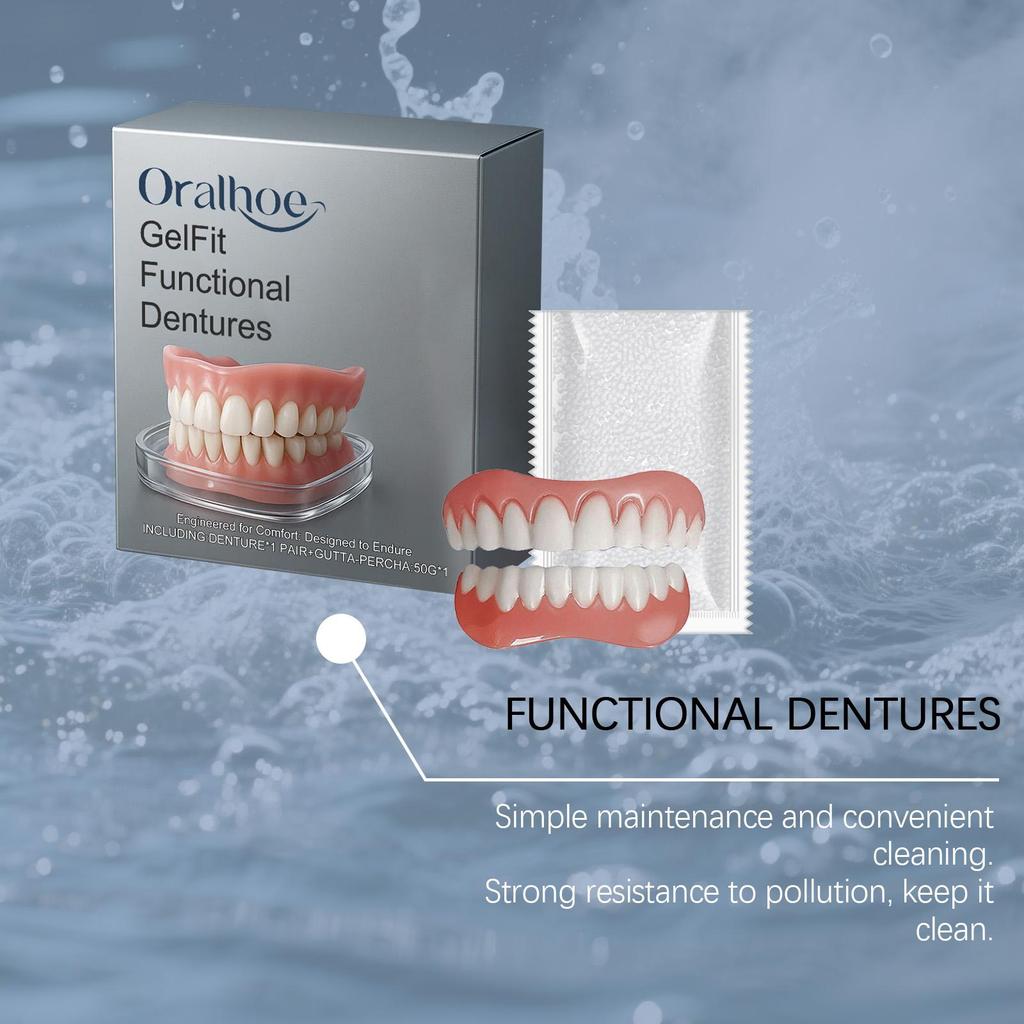 Silicone Dentures False Teeth Full Set Soft Safety Easy to Use Perfect Fit Oral Improve Tooth Loss Broken Temporary Denture Kit