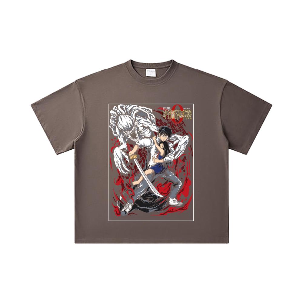 260 GSM Double Yarn 32 Count 100% Cotton Jujutsu Kaisen V65 Yuta Print Unisex Heavy Cotton T Shirt