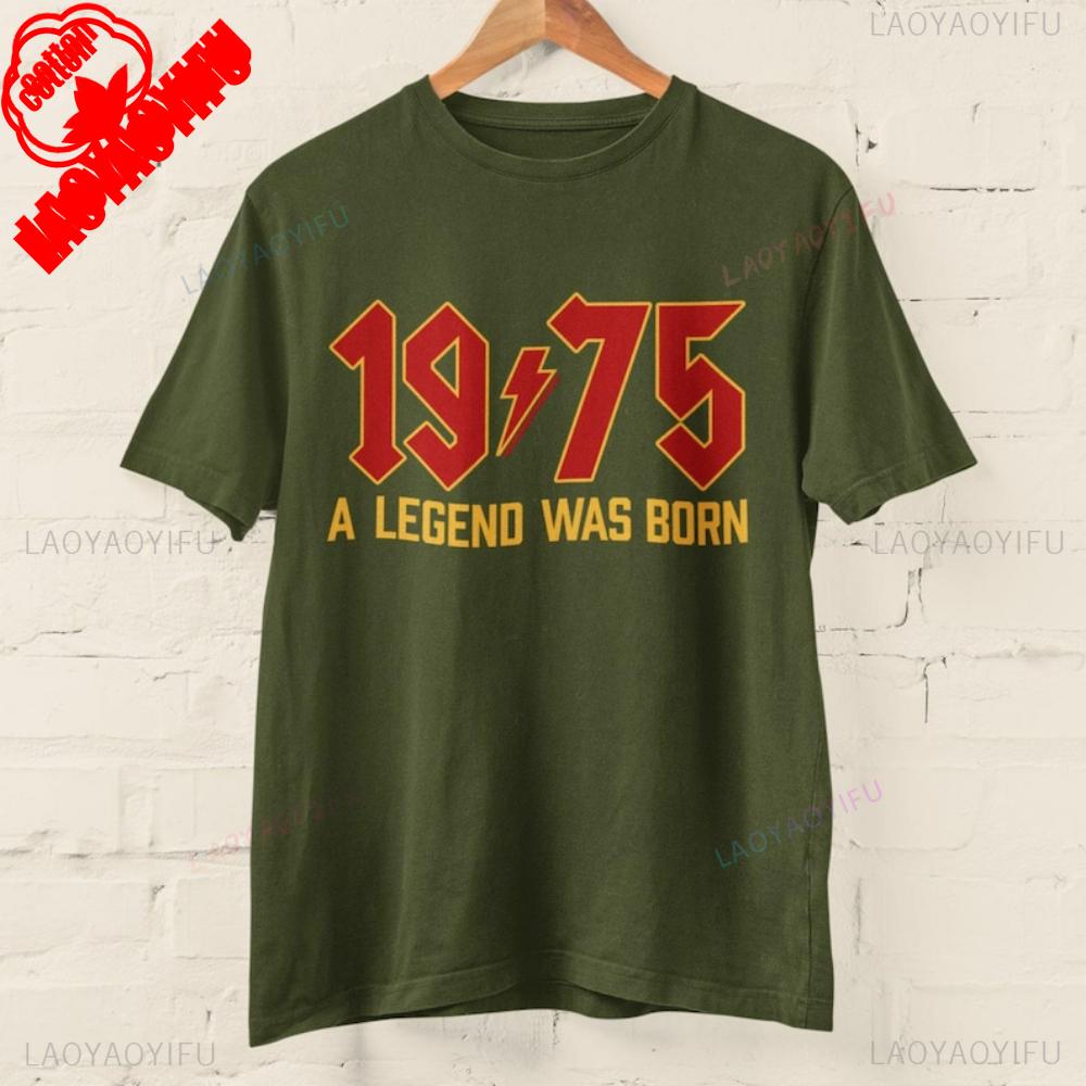 50th Birthday T Shirt 2025 1975 A Legend Was Born Retro Heavy Metal Rock Music Style Fiftieth Gifts for Him Personality Tops