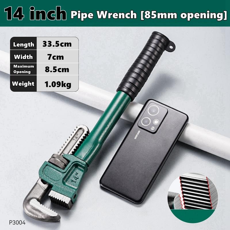 Heavy Duty Carbon Steel Straight Pipe Wrench 10", 12", 14", 18" Pipe Plier Universal Industrial Adjustable Plumbing Hand Wrench