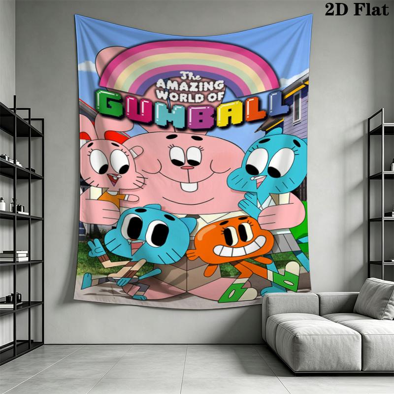 The Amazing World of Gumball Wall Tapestry Aesthetic Wall Hanging Printed Fabric Blanket Decorative Tapestries for Bedroom Living Room Home Decor