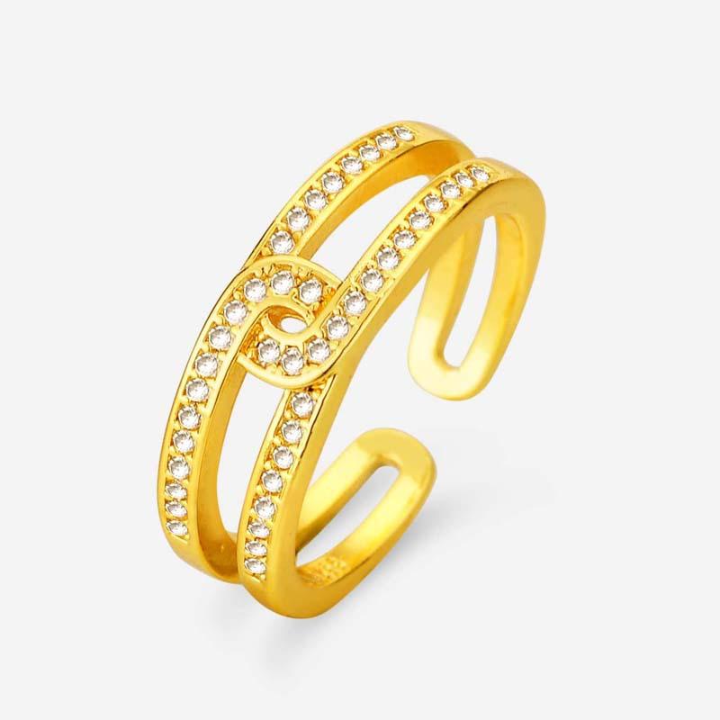 

Кольцо на указательный палец из циркония, двухслойное, в стиле «легкая роскошь», нишевый дизайн высокого класса, изысканное кольцо с открытием, модный темперамент adjustable золотой