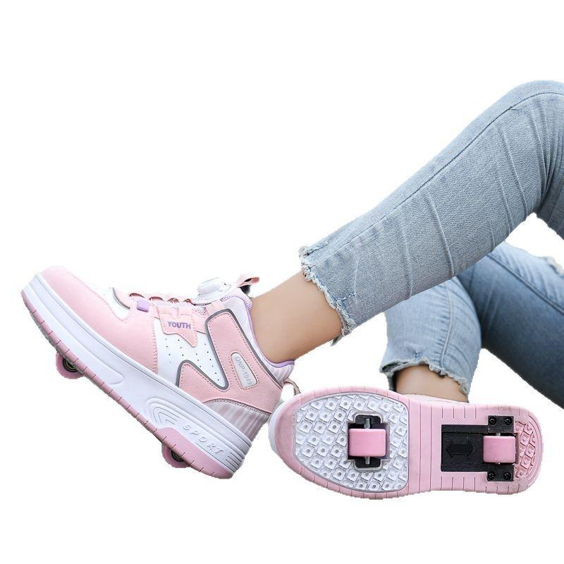 Student Runaway Shoes Double Wheel Children's Wheel Skates Men's and Women's Removable Ultra-light Version Shoes with Wheels