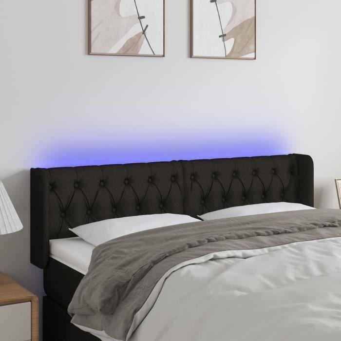 3123572 vidaXL Tête de lit à LED Noir 147x16x78-88 cm Tissu