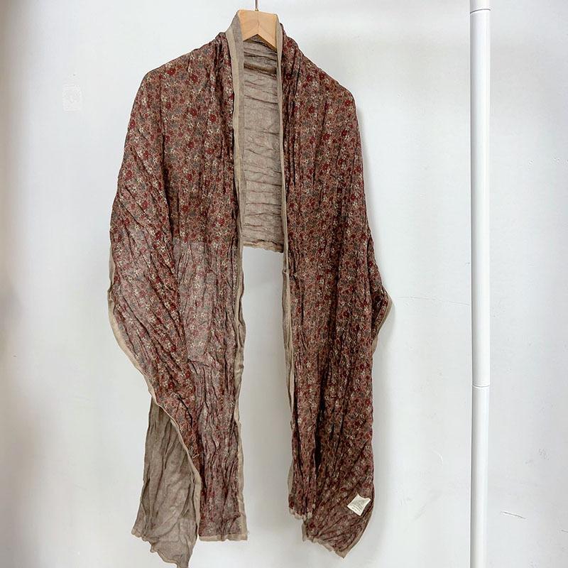Floral Korean Cotton-Linen Scarf: Fashionable, Breathable Shawl for Autumn & Winter