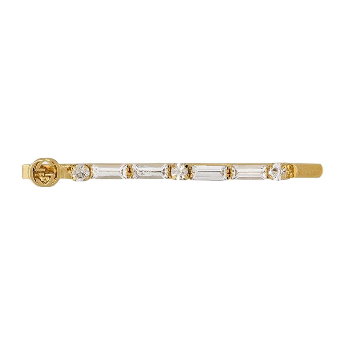 Gucci Rectangular Metal Crystal Hair Clip Women Hair Accessories Gold 679009J1D508031 Basic Packaging-Box Not Included,F,Gold