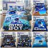Astro Bot 3Pcs Bedding Set, Duvet Cover with 2 Pillowcases, Tropical Ocean Robot Print Bed Linen, No Comforter No Pillow Core