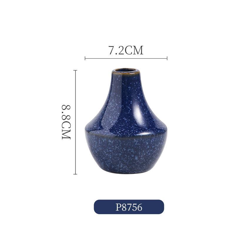 

Nordic Mini Blue Ceramic Small Vase Creative Home Dining Table Living Room Bedroom hydroponics Flower Decoration Accessories 1Pc