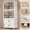 Foldable plastic storage box simple wardrobe for home bedroom closet toy storage cabinet no installation required