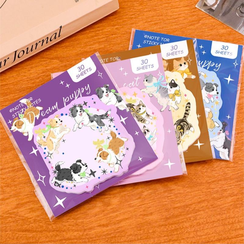 Gift Cartoon Cats and Dogs Animal Notes for Students Cute and Sticky Kawai Stationery Lovely Stickers Office School Supplies