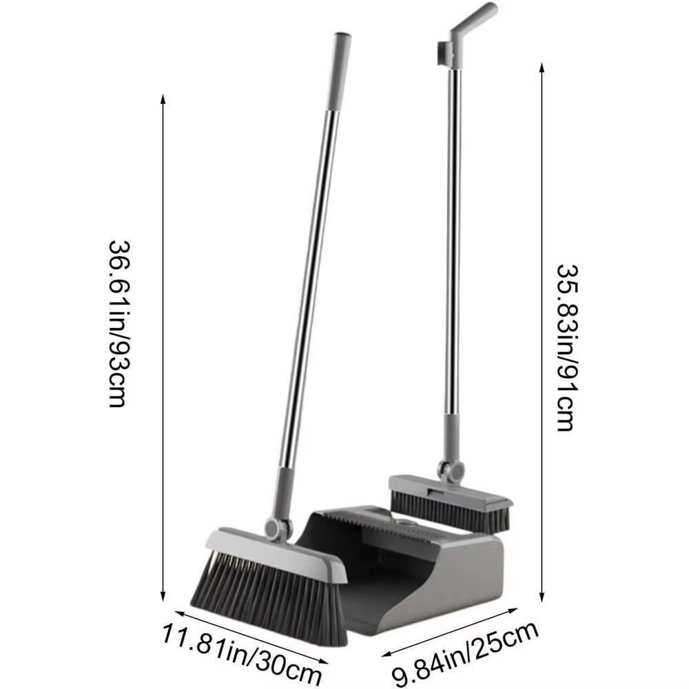 

Foldable Broom Dustpan Set 3 in 1 Hair Removal Sweeping Set Cleaning Broom Set Cleaning Tool Set сірий