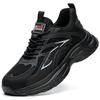 Men Summer Breathable Mesh Safety Shoes Lightweight Black Steel Toe Anti Slip Work Sneakers