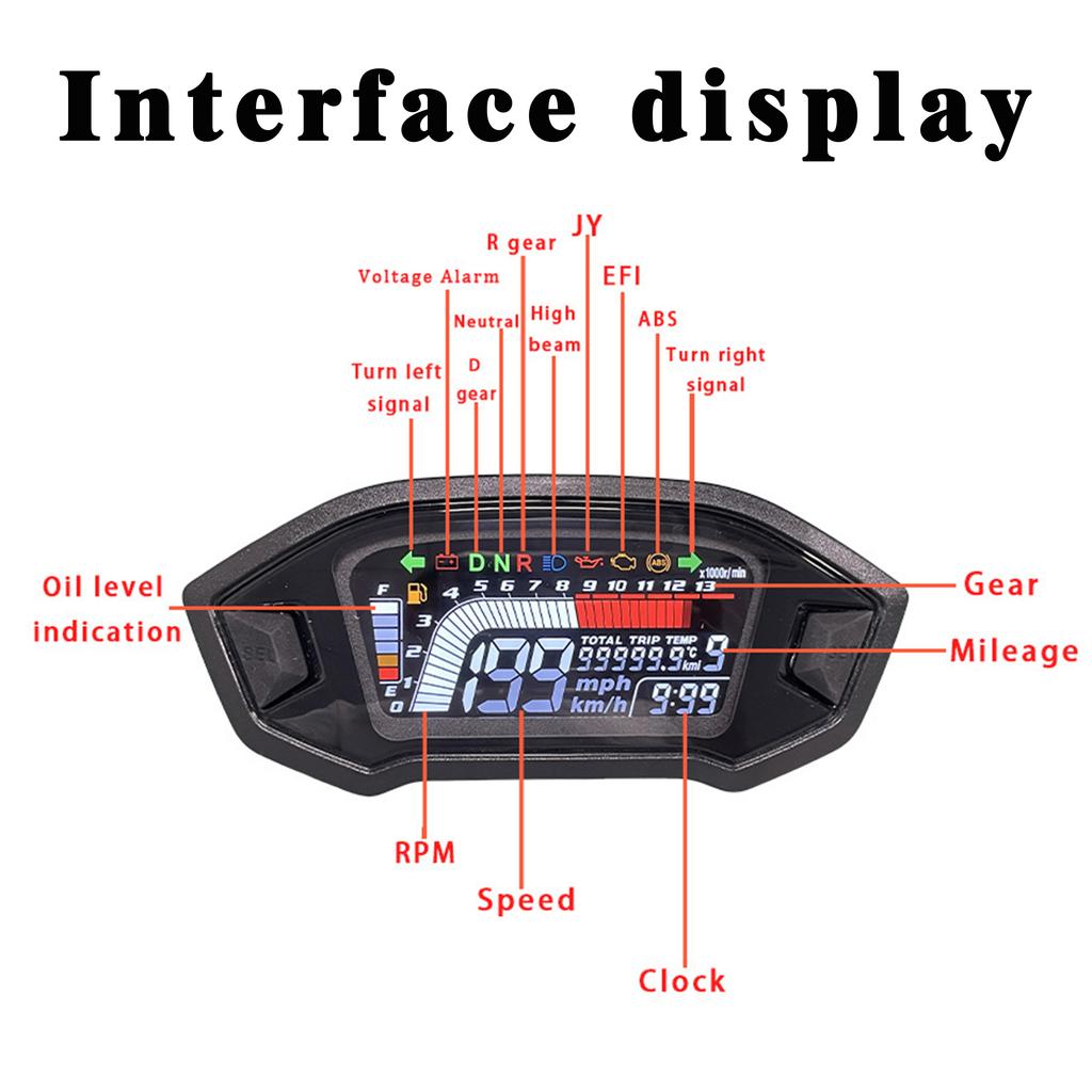 Universelles Motorradzubehör Digitales Geschwindigkeitsmesser-Instrumentenpanel Kilometerzähler Drehzahlmesser für Honda Grom Msx125 CB500F CRF250L