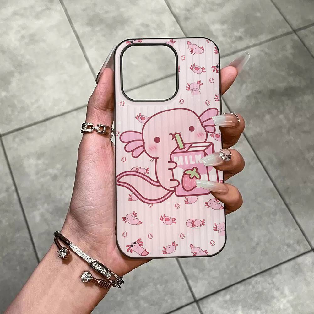 Cartoon Axolotl Cute For IPhone 17 16 15 14 13 12 11 Pro Max Plus Pro Corrugated Shockproof Matte Phone Cover